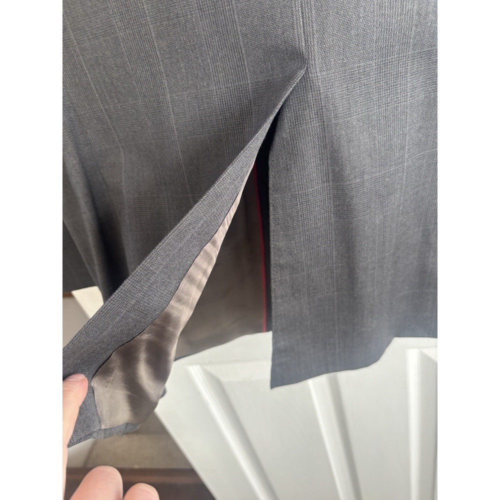 Stafford Men's 48L Gray Windowpane Sport Coat Blazer Jacket Wool Blend Classic - Picture 12 of 14